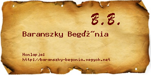 Baranszky Begónia névjegykártya